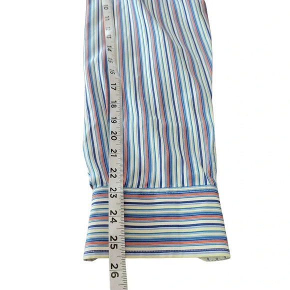 Tailorbyrd Men's Large Striped Button Long Sleeve w/ Contrasting Cuffs - Picture 10 of 11